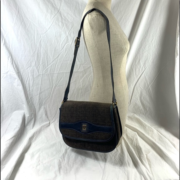 Genuine vintage LANVIN suede and leather  blue grey flap shoulder bag purse - Picture 5 of 15